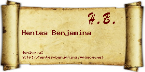 Hentes Benjamina névjegykártya